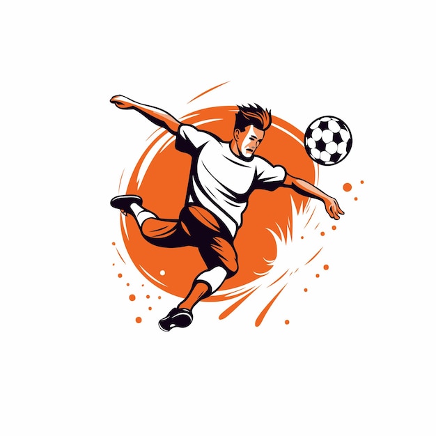 Soccer player kicking the ball Vector illustration on white background