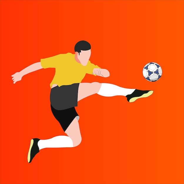 Vector a soccer player kicks the ball. the colorful vector illustration