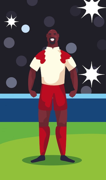 Vector soccer player man standing in stadium