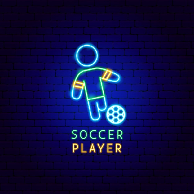 Soccer Player Neon Label