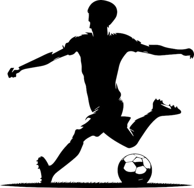 サッカー選手のポーズ ベクトルシルエット イラスト 黒色 白い背景 2