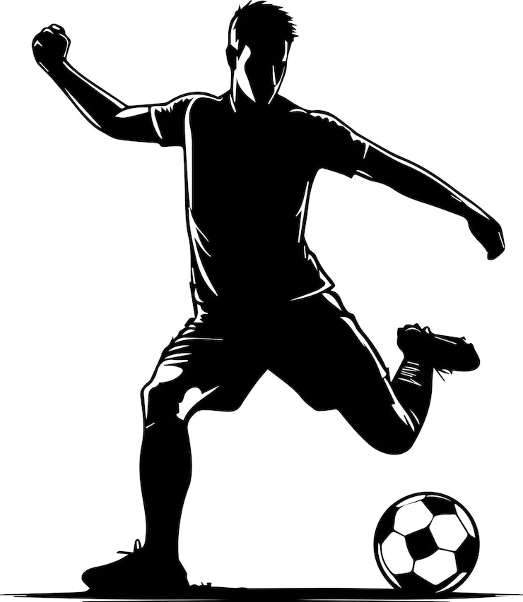 Vector サッカー選手のポーズ ベクトルシルエット イラスト 黒色 白い背景 4