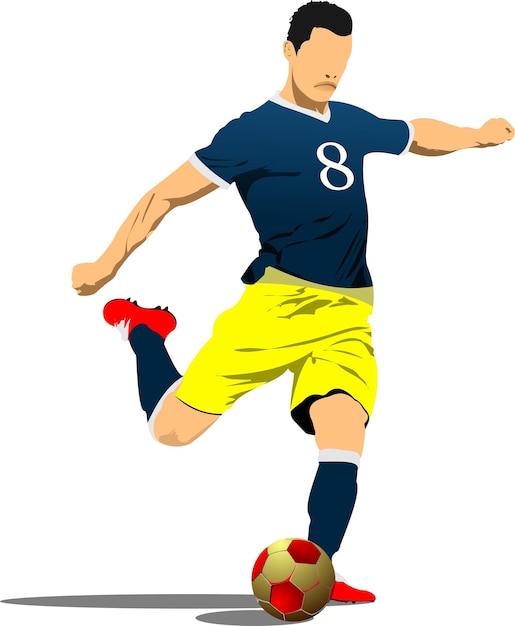 Soccer player poster Colored 3d illustration