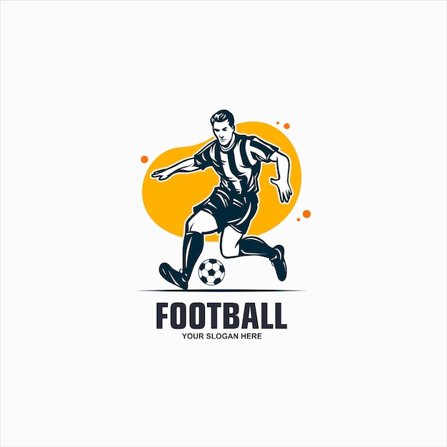 Soccer player running with ball isolated vector silhouette abstract soccer logo