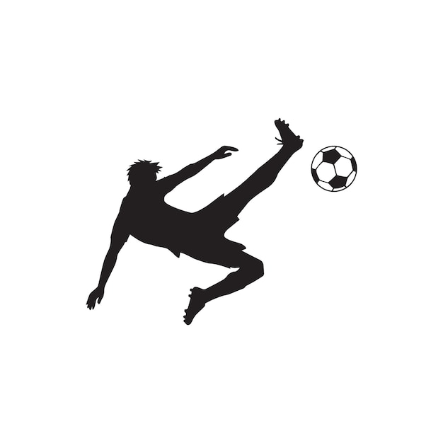 Soccer Player silhouette football player Vector illustration in black and white