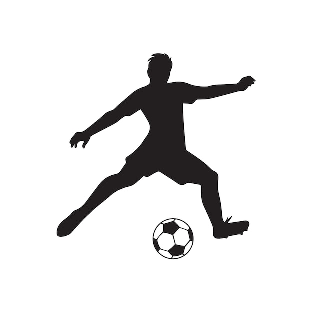 サッカー選手のシルエット 黒と白のベクトルイラスト