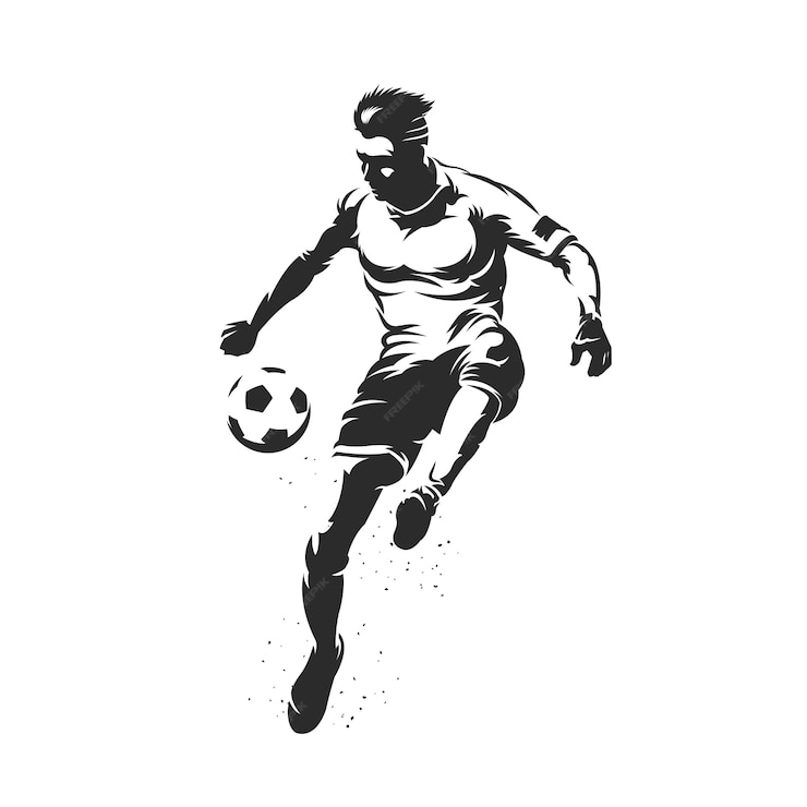  Soccer player silhouette with ball illustration
