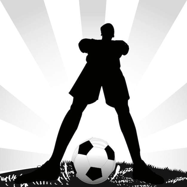 Soccer player in stadium vector silhouettes