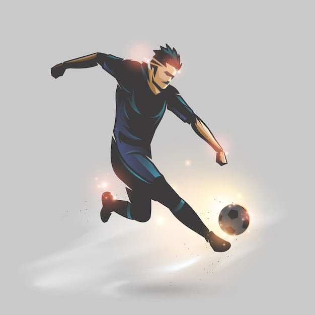 Vector soccer player up kick