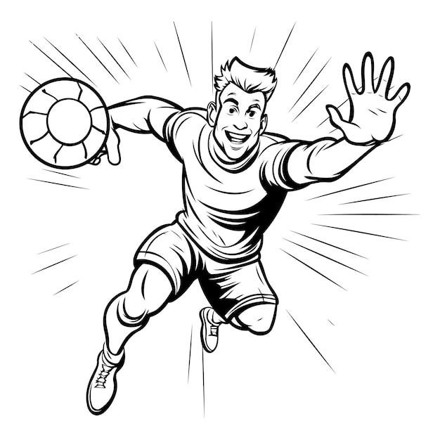 Вектор Футболист с мячом векторная иллюстрация готова к резке винила