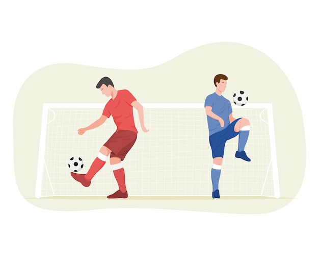 Soccer players are training illustration.