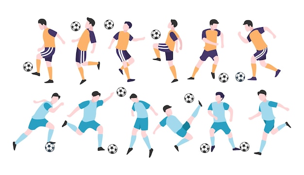 サッカー選手のキャラクターがフィールドで行動している