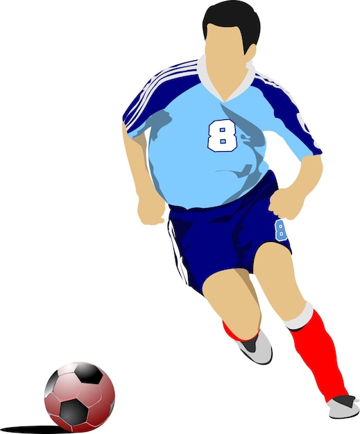 Vector soccer players colored vector illustration for designers