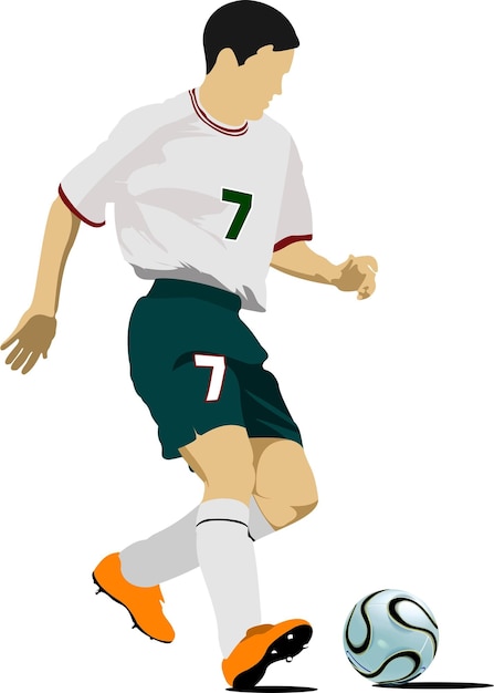 Vector soccer players colored vector illustration for designers