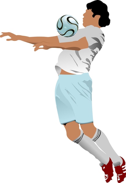 Soccer players colored vector illustration for designers