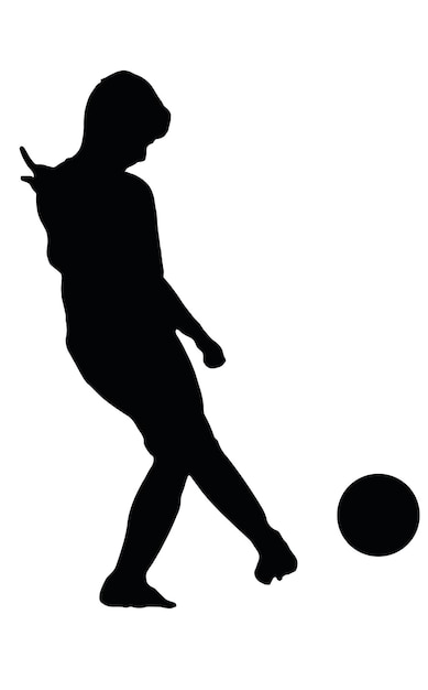 Vettore giocatori di calcio silhouette calciatore uomo con palla