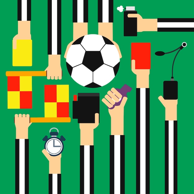 Disegno dell'arbitro di calcio flatvector illustrazione