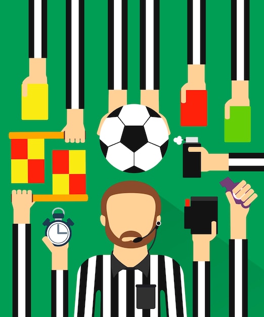 Arbitro di calcio design moderno fla setvector illustrazione