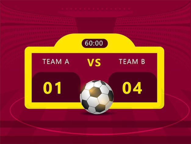 Soccer scoreboard template on red stadium background