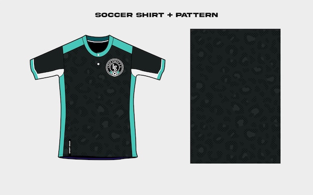 Vector soccer shirt pattern - soccer logo - leopard background - black soccer shirt - template soccer