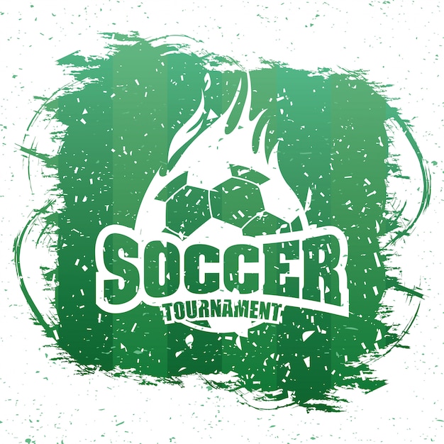 Soccer sport green poster with balloon emblem