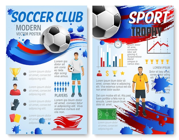 Vettore infografica di sport di calcio per la progettazione di squadre di calcio