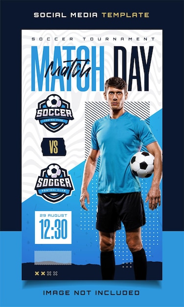 Vector soccer sports match day banner flyer for social media story or post