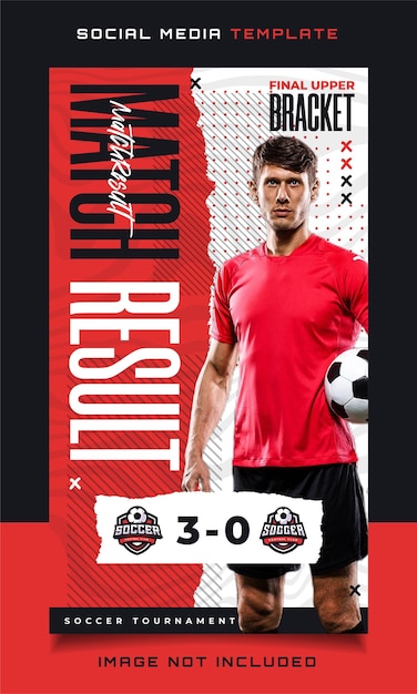 Soccer Sports Match Result Banner Flyer for Social Media Story or Post