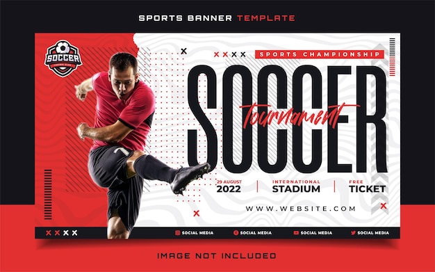 Vector soccer sports tournament banner flyer for social media post