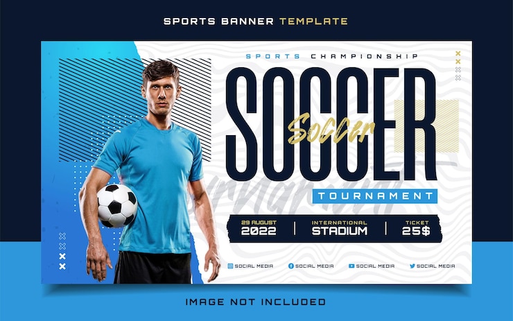  Soccer sports tournament banner flyer for social media post