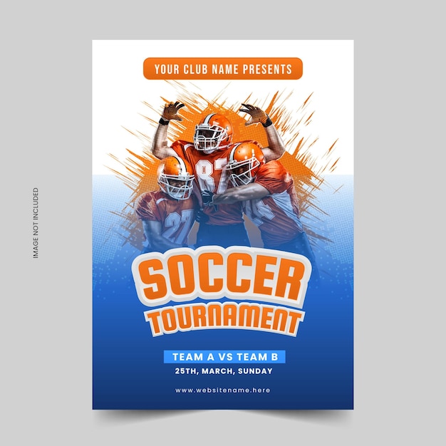 Soccer sports tournament flyer template or sports event poster design