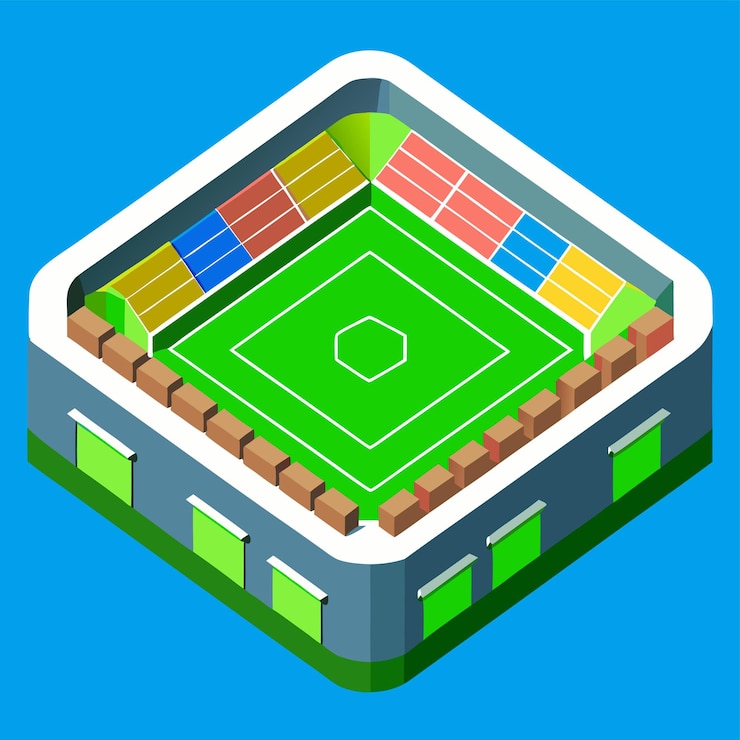 Vector a soccer stadium with a green and red box with a white box with the word soccer on it