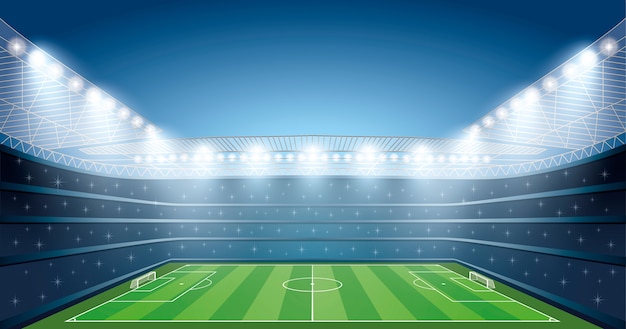 Vector soccer stadium with spot light