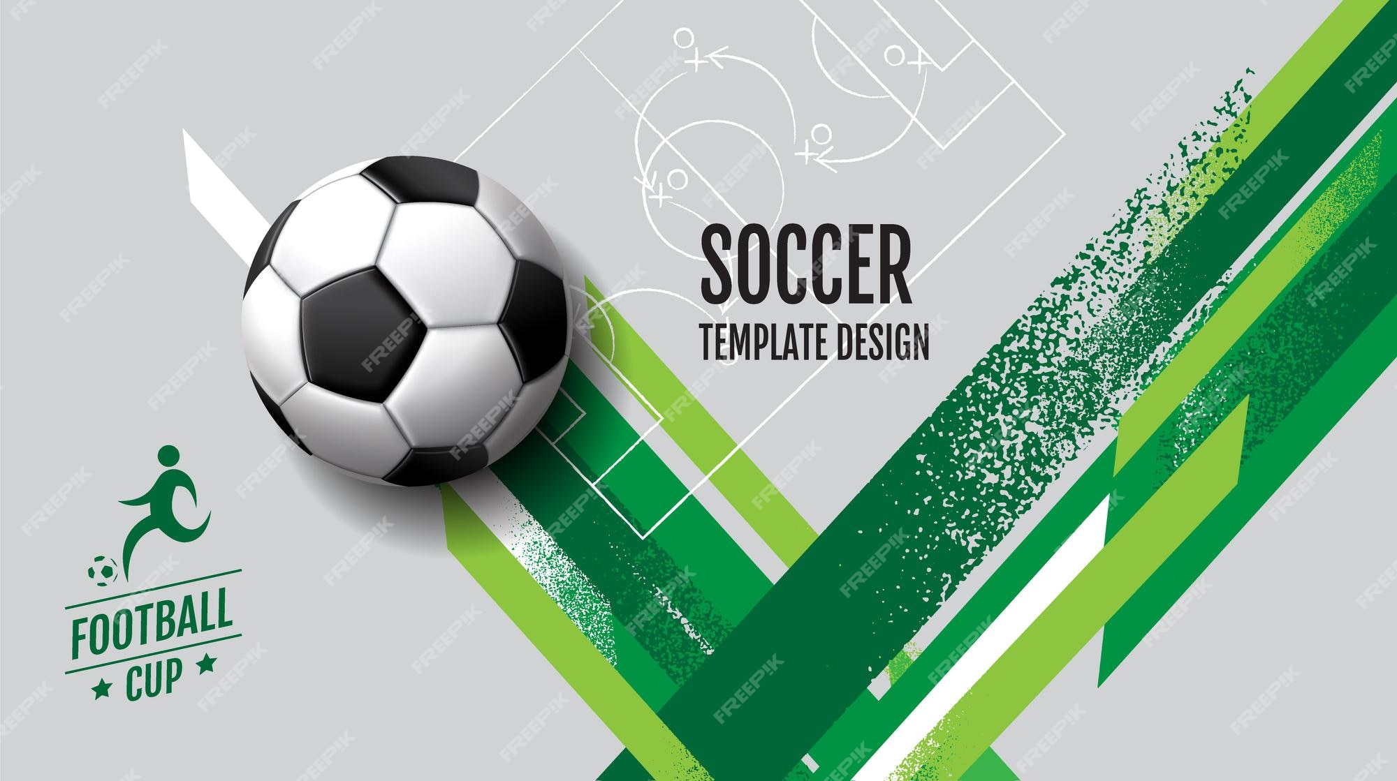 Premium Vector | Soccer template design football banner sport layout design  green theme vector