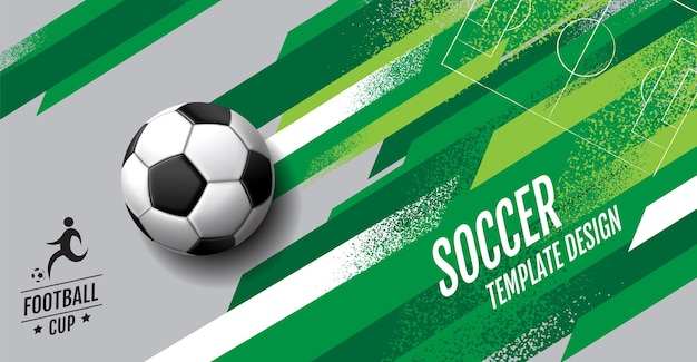 Soccer Template design Football banner Sport layout design green Theme vector