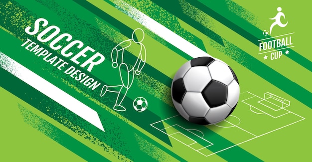 Vettore calcio modello design calcio banner sport layout design verde tema vettore