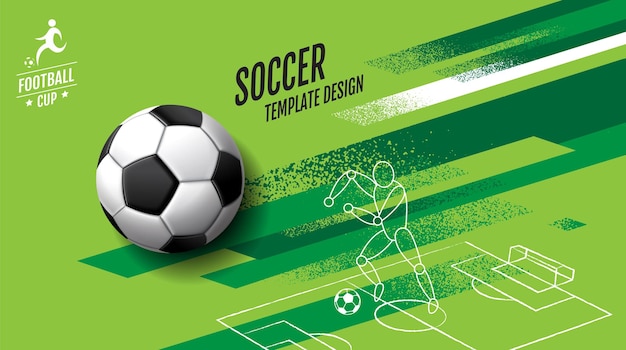 Vettore calcio modello design calcio banner sport layout design verde tema vettore