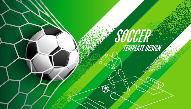 Soccer Template design Football banner Sport layout design green Theme vector