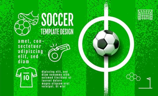 Soccer Template design Football banner Sport layout design green Theme vector