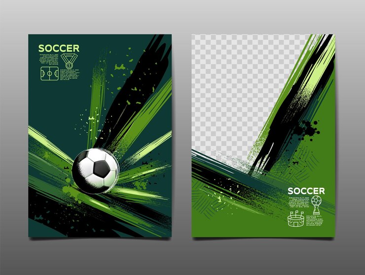 Vector soccer template design football banner sport layout design green theme vectorabstract background