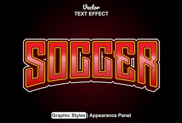 Soccer text effect with red graphic style and editable