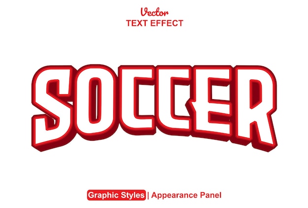 Soccer text effect with red graphic style and editable