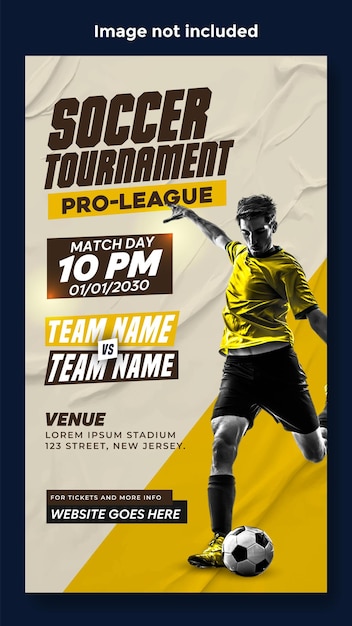 soccer tournament ads story template design