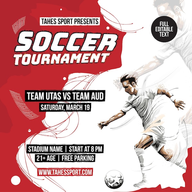 Vector soccer tournament flyer template