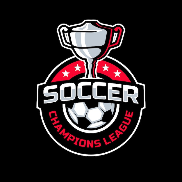 Soccer tournament with trophy badge logo