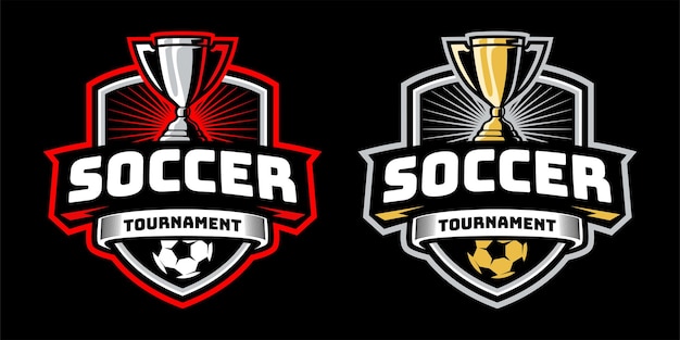 Soccer tournament with trophy badge logo