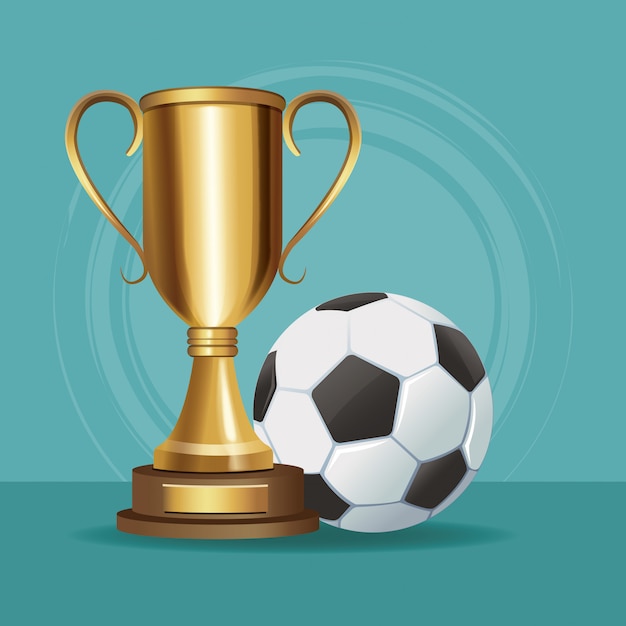 Vector soccer trophy cup and ball