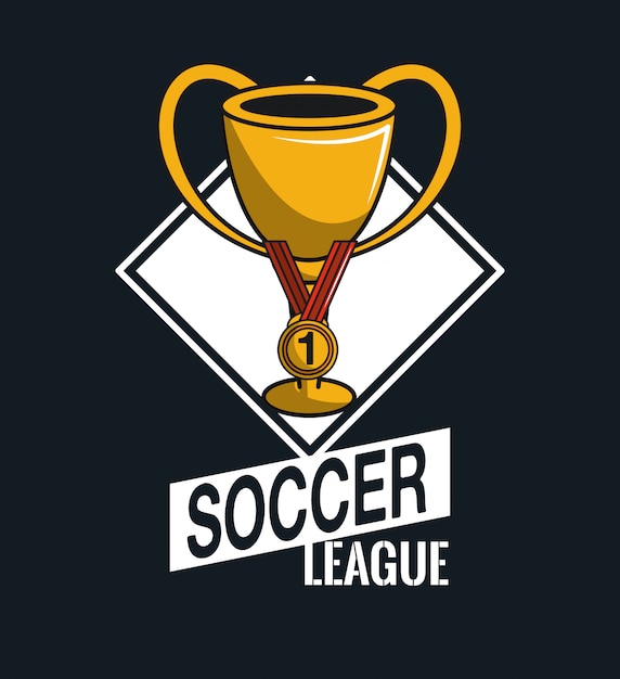 Vector soccer trophy cup on black background