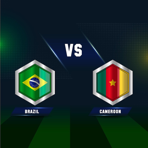 soccer world cup 2022 brazil vs cameroon with stadium field background