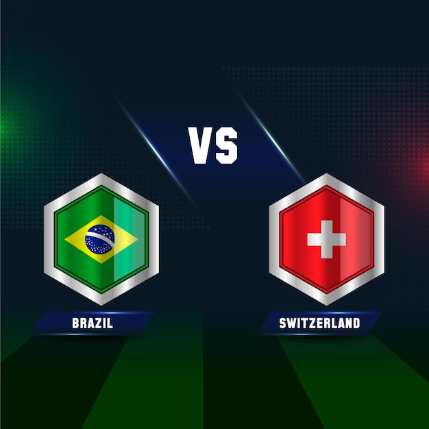 soccer world cup 2022 brazil vs switzerland with stadium field background